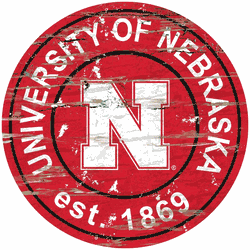 Nebraska Cornhuskers Distressed Round Sign