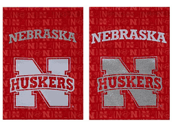 Nebraska Cornhuskers Flag Garden Style Suede Glitter Accented CO