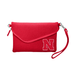 Nebraska Cornhuskers Fold Over Crossbody Pebble Light Red