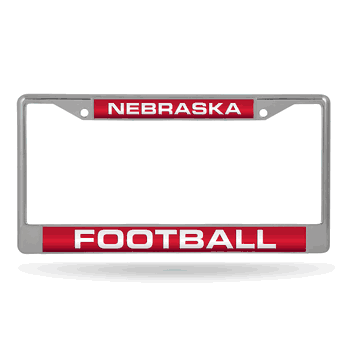 Nebraska Cornhuskers Football Laser Chrome Frame (Red Bkg)