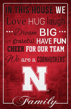 Nebraska Cornhuskers In This House 17x26