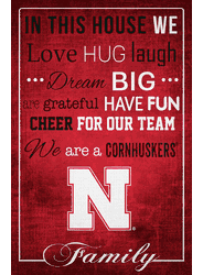 Nebraska Cornhuskers In This House 17x26
