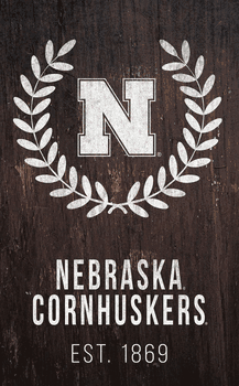 Nebraska Cornhuskers Laurel Wreath 11x19 Sign