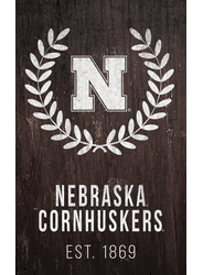 Nebraska Cornhuskers Laurel Wreath 11x19 Sign