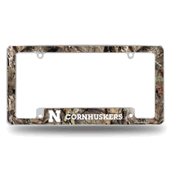 Nebraska Cornhuskers Mossy Oak 12" x 6" Chrome All Over Automotive License Plate Frame