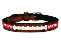 Nebraska Cornhuskers Pet Collar Classic Football Leather Size Toy