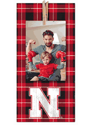 Nebraska Cornhuskers Plaid Clothespin 6x12 Sign