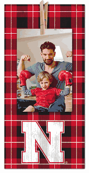 Nebraska Cornhuskers Plaid Clothespin 6x12 Sign