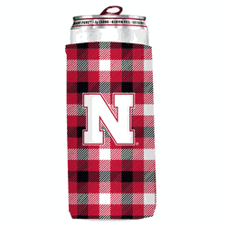Nebraska Cornhuskers Plaid Insulated Slim Can Sleeve