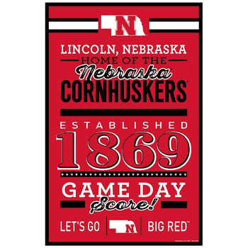 Nebraska Cornhuskers Sign 11x17 Wood Established Design