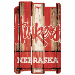 Nebraska Cornhuskers Sign 11x17 Wood Fence Style