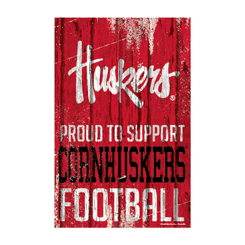 Nebraska Cornhuskers Sign 11x17 Wood Proud to Support Design