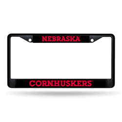 Nebraska Cornhuskers Standard Black Chrome Frame with Plastic Inserts 12" x 6" Car/Truck Auto Accessory