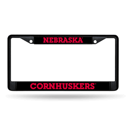 Nebraska Cornhuskers Standard Black Chrome Frame with Plastic Inserts 12" x 6" Car/Truck Auto Accessory