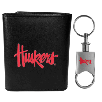 Nebraska Cornhuskers Tri-fold Wallet & Valet Key Chain