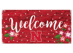 Nebraska Cornhuskers Welcome Floral 6x12 Sign