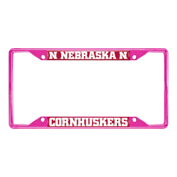 Nebraska Pink Metal License Plate Frame - 6.25"x12.25"