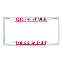 Nebraska White Metal License Plate Frame - 6.25"x12.25"