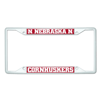 Nebraska White Metal License Plate Frame - 6.25