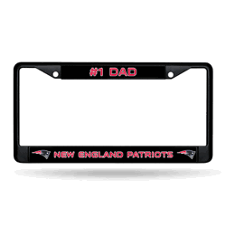 New England Patriots #1 Dad Black Chrome Frame with Decal Inserts 12" x 6" Car/Truck Auto Accessory