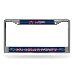 New England Patriots #1 Mom 12" x 6" Silver Bling Chrome Car/Truck/SUV Auto Accessory