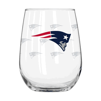 New England Patriots 16oz Satin Etch Curved Beverage Glass
