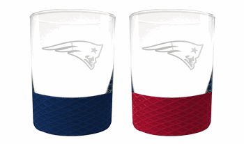 New England Patriots 2pc Laser Etched Commissioner Rocks Glass Set