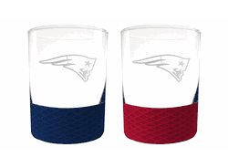New England Patriots 2pc Laser Etched Commissioner Rocks Glass Set