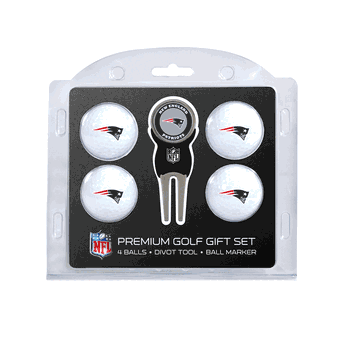 New England Patriots 4 Ball Gift Set + Divot Tool & Marker
