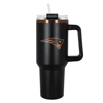 New England Patriots 40oz Black and Copper Colossus Travel Mug with Straw