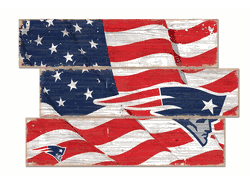 New England Patriots American Flag 3 Plank