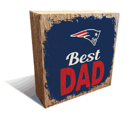 New England Patriots Best Dad 6x6 Wood Block