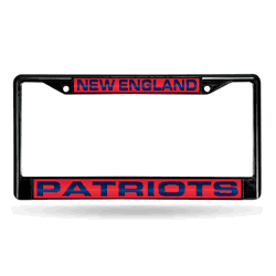 New England Patriots Black 12" x 6" Black Laser Cut Chrome Frame