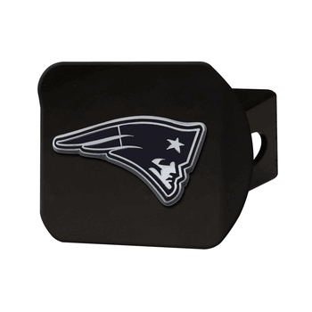 New England Patriots Black Metal Hitch Cover with Metal Chrome 3D Emblem