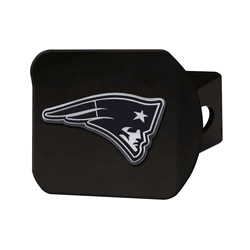 New England Patriots Black Metal Hitch Cover with Metal Chrome 3D Emblem