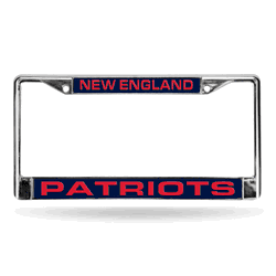 New England Patriots Blue 12" x 6" Laser Cut Chrome Frame