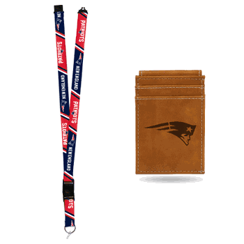 New England Patriots Brown Front Pocket Wallet Set