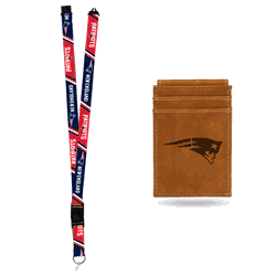 New England Patriots Brown Front Pocket Wallet Set