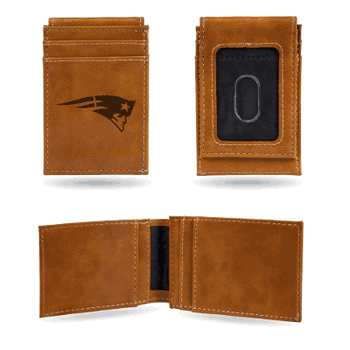 New England Patriots Brown Laser Engraved Front Pocket Wallet