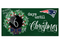 New England Patriots Chalk Christmas Countdown 6x12 Sign