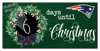 New England Patriots Chalk Christmas Countdown 6x12 Sign