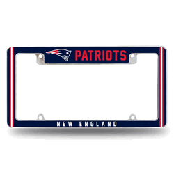 New England Patriots Classic 12" x 6" Chrome All Over Automotive License Plate Frame