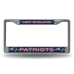 New England Patriots Classic 12" x 6" Silver Bling Chrome Car/Truck/SUV Auto Accessory