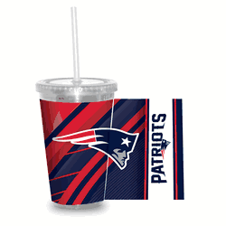 New England Patriots Clear Tumbler W/Straw