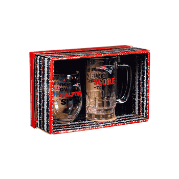 New England Patriots Drink Set Boxed 17oz Stemless Wine and 16oz Tankard