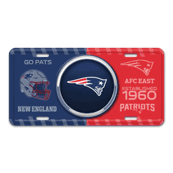 New England Patriots Embossed Metal License Plate