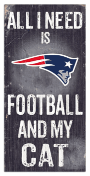 New England Patriots Football and My Cat 6x12 Sign