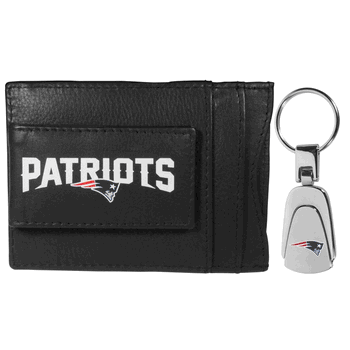 New England Patriots Leather Cash & Cardholder & Steel Key Chain