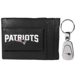 New England Patriots Leather Cash & Cardholder & Steel Key Chain