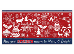 New England Patriots Merry and Bright 6x12 Sign